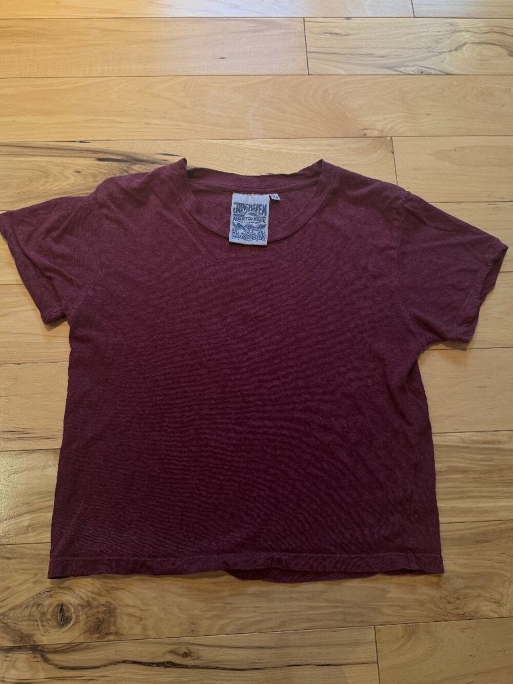 Jungmaven Maroon Red T-Shirt Crop Top Tee Shirt Hemp Organic Cotton XS
